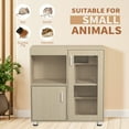 thumbnail image 7 of Pefilos 33" H Wood Guinea Pig Hutch Large Hamster Cage, Animal Cage for Rat, 4-Tier Indoor Small Animal Pet House with Storage Cabinet, Dark Beige, 7 of 7