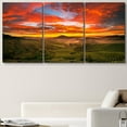 thumbnail image 1 of PixonSign Canvas Print Wall Art Set Neon Red Sunset Over The Valley Nature Wilderness Photography Realism Rustic Landscape Relax/Calm Multicolor Dark for Living Room, Bedroom, Office - 24"x36"x3, 1 of 5
