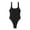 Black, variant on Xfvqtps Women One Piece Swimsuit Glitter Shiny High Cut Tie Back Square Neck Backless Tummy Control Swimwear for Beach Black