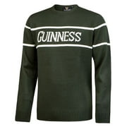 Guinness Official Mens Knit Jumper with White Text, Bottle Green Colour Irish Sweatshirt