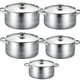 thumbnail image 1 of Bateria de Cocina, 5 Piezas Juego de Ollas de Acero Inoxidable, Ollas de Cocina Antiadherentes, Bateria de Cocina Acero Inoxidable para Cocina de Inducción y Estufa de Gas (6.6, 5.5, 4, 3, 2.1 L), 1 of 9