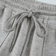 thumbnail image 7 of Costeam Womens Vertical Stitch Cargo Wide Leg Sweatpants Elastic Drawstring Waist Side Patch Cargo Pockets Soft Heather Knit Loose Straight Solid Color Casual Athletic Lounge Trousers, 7 of 7