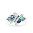 thumbnail image 2 of Santuzza 925 Sterling Silver Oval Gemstone Wrap Cluster Ring Green Spinel Cubic Zirconia Rings for Women, 2 of 5