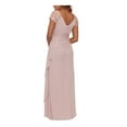 thumbnail image 2 of XSCAPE Womens Pink Zippered Lace Glitter Ruched Lined Short Sleeve V Neck Full-Length Evening Gown Dress 4, 2 of 5