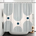 thumbnail image 3 of Mid Century Modern Shower Curtain Abstract Minimalist Arch Sun Lines Geometric Aesthetic Bath Curtain Boho Bathtub Decorations Waterproof Fabric Bathroom Curtain with Hooks 60x72 inch, 3 of 13