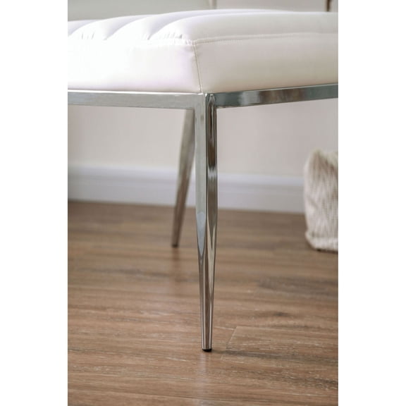 Newboti Furniture White Leatherette Metal frame 2pcs Side Chairs, Dining Room Furniture Plush Cushion Padded Seat Dining Chair Contemporary Style 10306