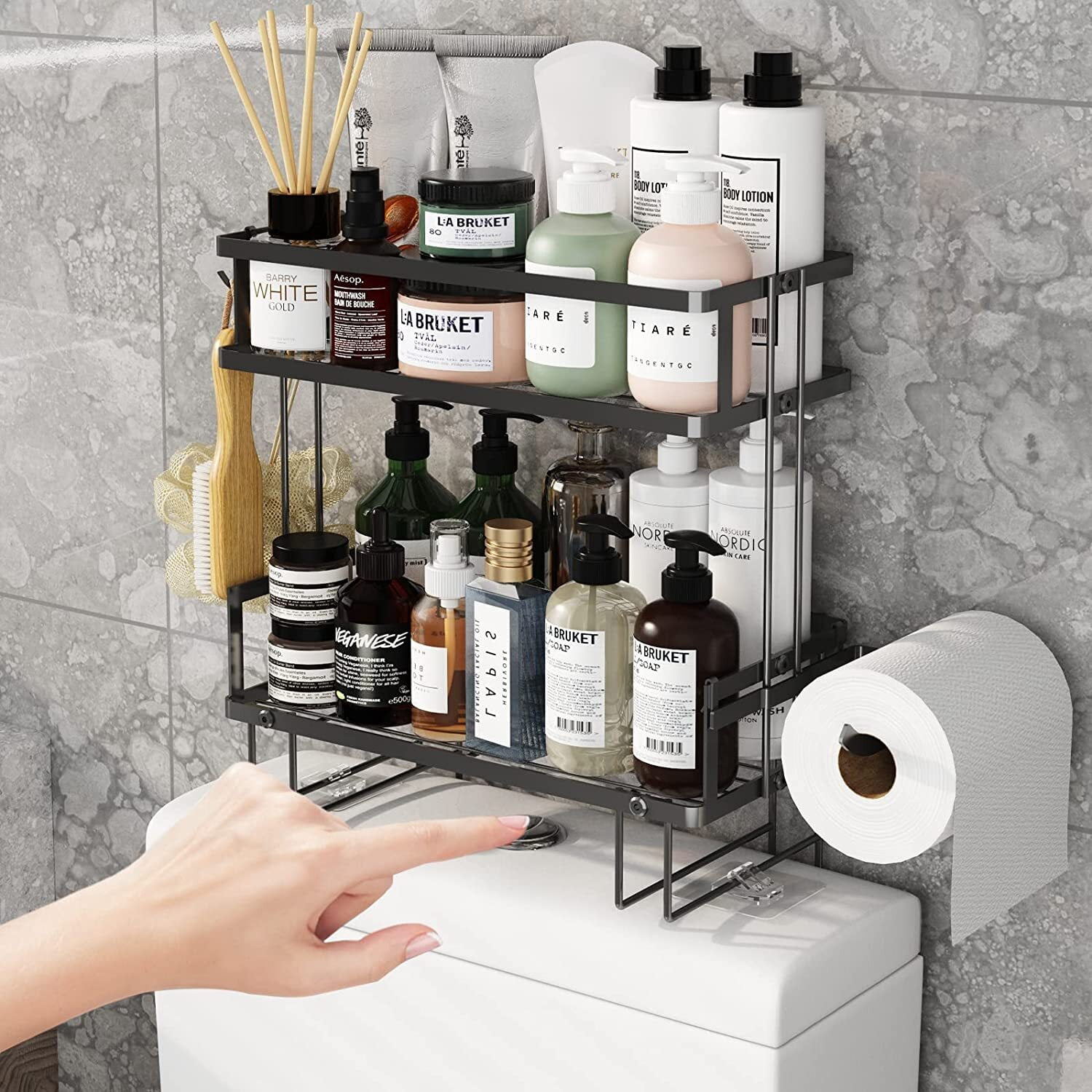 Techvida Bathroom Organizer Shelf 2-Tier Bathroom Metal Shelf over The ...