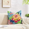 thumbnail image 4 of Pack of 2, Chinoiserie Pillow Cover 20 x 20 Inch Peony Floral Pillow Covers Linen Flower Throw Pillow Covers Farmhouse Pillowcase Cushion Covers for Sofa Couch Living Room Navy Pink, 4 of 6
