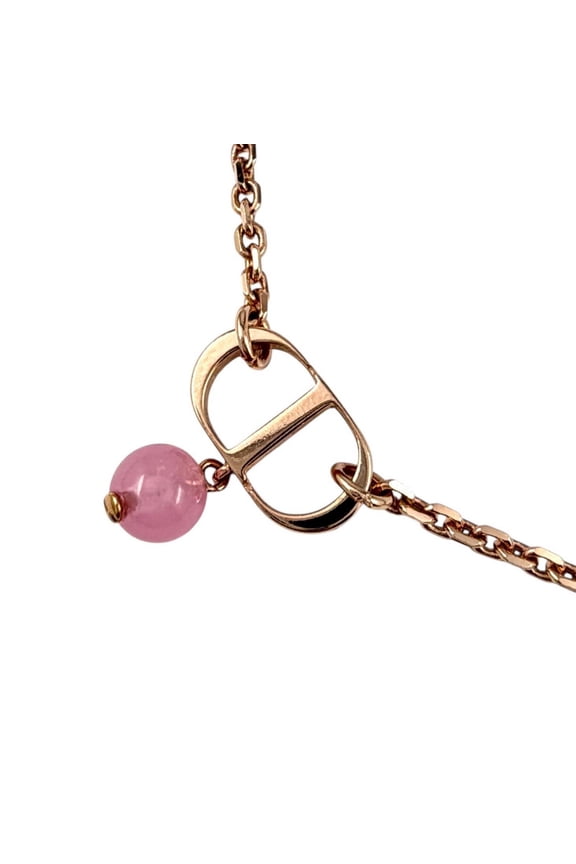 Pre-Owned Christian Dior DIOR N1390PTCPL Petit CD 1P Diamond Resin Pearl Necklace Rose Gold...