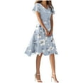 thumbnail image 2 of ClodeEU Womens Summe Ruffle Sleeve V Neck Flowy Dress,Boho Flared Trendy Midi Dress Purple 01,Womens Plus L, 2 of 6