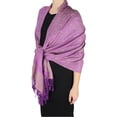 thumbnail image 5 of Double Layer Hues of Purple Jacquard Paisley Pashmina Feel Shawl, 5 of 10