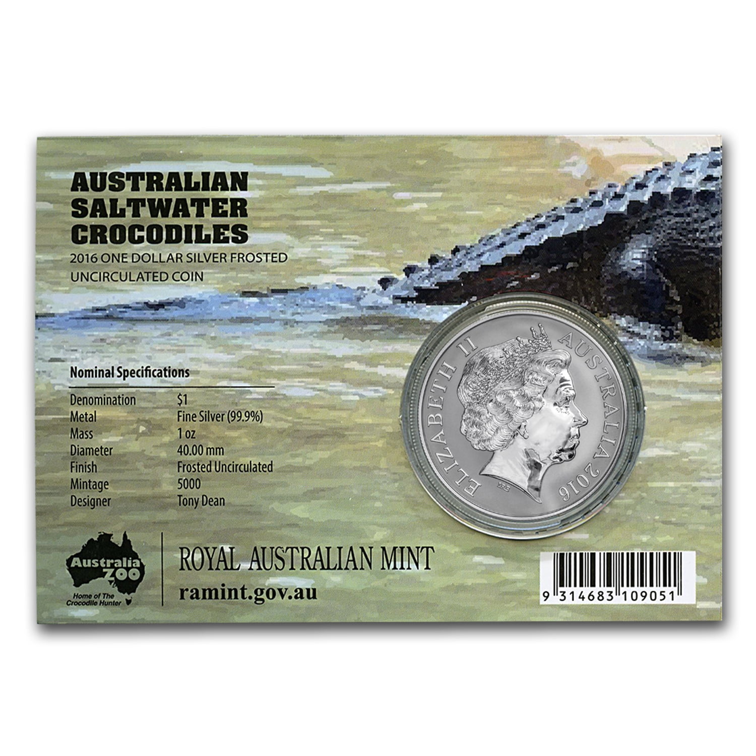 2016 Australia 1 oz Silver Saltwater Crocodile (Monty) - Walmart.com