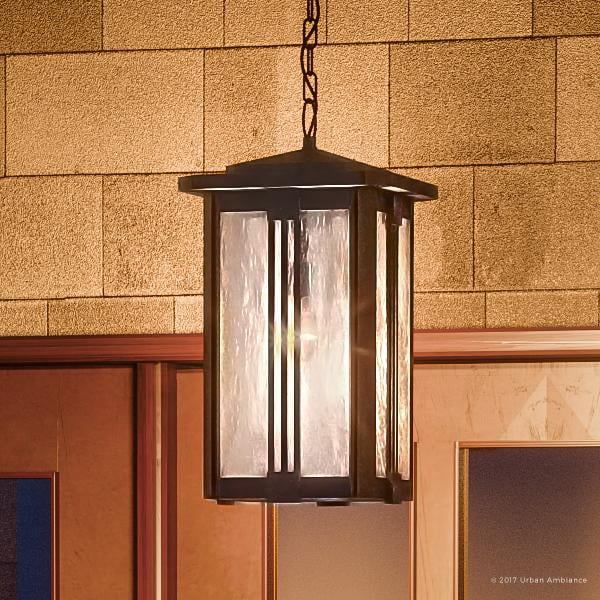 Urban Ambiance Luxury Craftsman Outdoor Pendant Light, Large Size 19"H