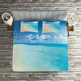thumbnail image 3 of Ambesonne Beach Quilted Coverlet 3 Pcs, Sunny Seashore and Shells, King Size, Aqua Cream Blue, 3 of 4