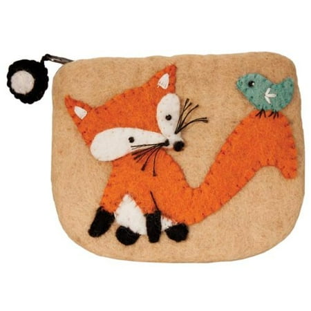 Foxy Purse - Dzi Felted Coin Purse - Fox Coin Purse Credit Card Holder