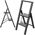 thumbnail image 2 of Sorfey 2-Step Step Ladder Slim, Anti-Slip Foldable Ladder Step Stool, Gray Wood & Black, 2 of 8