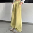 thumbnail image 4 of NIEWTR Girls Oversized Sweatpants Wide Leg Loose Fit Lounge Pants High Waisted Elastic Drawstring Comfortable Casual Joggers（Yellow,8-9 Years), 4 of 7