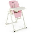 thumbnail image 1 of Babyjoy Chaise Haute pour Bébé 4-en-1 Pliable, Hauteur Réglable, Chaise d'Alimentation avec Roues, Rose, 1 of 6