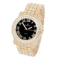 thumbnail image 2 of Charles Raymond Blinged Out Gold Round Hip Hop Luxury Mens Wristwatch w/Iced Out ZZ Link Design Bracelet - L0504RNB ZZ Gold Black Panther, 2 of 8