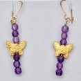 thumbnail image 1 of Butterfly and Natural Faceted Amethyst 14K Gold Filled Earrings. | 1 3/4" Long |, 1 of 9