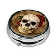 thumbnail image 2 of ZICANCN Round Pill Box Organizer with 3 Compartment, Cupid Skull Vintage Print Portable Travel Pill Cases for Pocket or Purse, 2 of 6