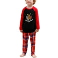 thumbnail image 4 of Christmas Family Pajamas Matching Set Letter Christmas Tree Print Long Sleeve Tops and Red Plaid Pants Sleepwear, 4 of 10