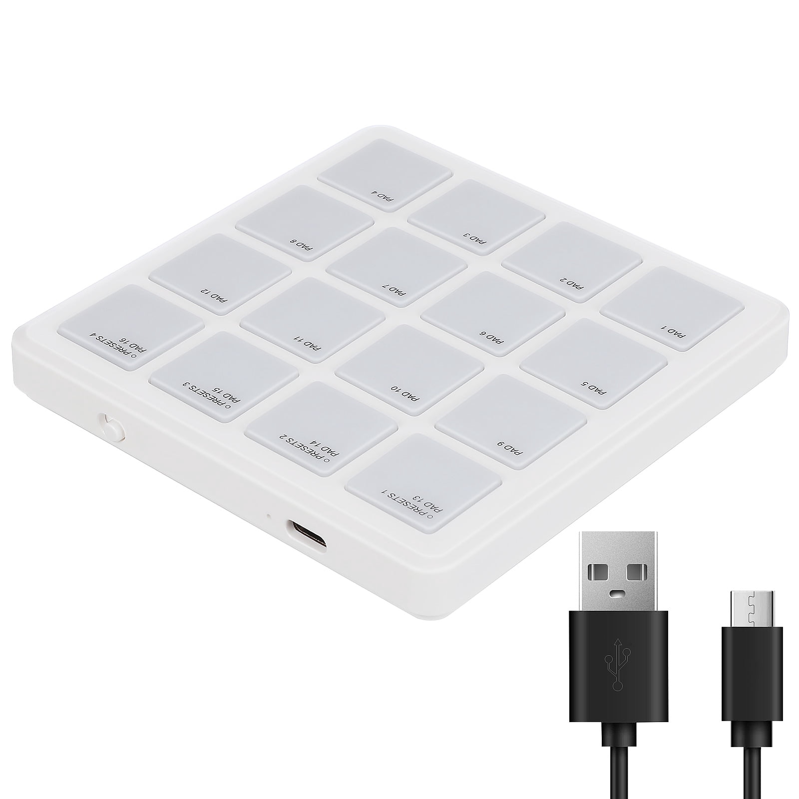 Supvox Portable Beat Maker Pad Dj Equipment Compact Midi Controller White ABS for Musician Use
