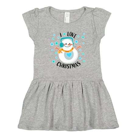 

Inktastic I Love Christmas- Cute Snowman Gift Toddler Girl Dress