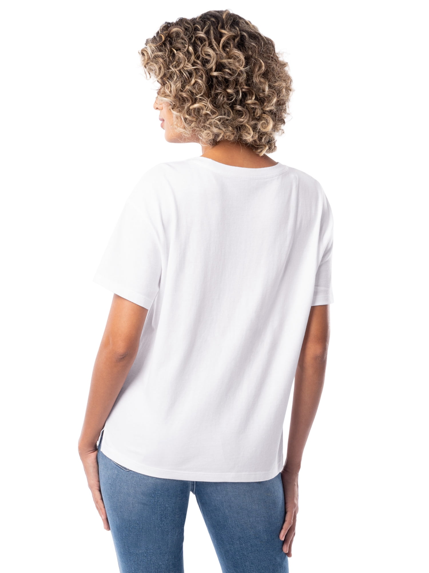 Time and Tru Women's Short Sleeve Boyfriend Pocket T-Shirt, XS-XXXL