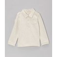 thumbnail image 3 of Kleverkids Boys Solid Cargo Polo Peruvian Cotton T-Shirt – Long Sleeve, Polo Neck With 3 Buttons – Oatmeal Heather, 3, 3 of 6