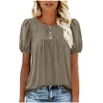 thumbnail image 2 of Craaazy Women's Oversized Short Sleeve Tunic Tops, Lightweight Casual Shirt, Comfy Round Neck Puff Sleeve Blouse with Ruched Detail for Everyday Outfits Gifts, 2 of 5