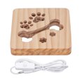 thumbnail image 1 of LED Night Light, Bone Paw Print Pattern 3D Night Lamp Novelty Wooden  For Bedroom For Living Room, 1 of 8