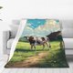 thumbnail image 1 of Fotbe Prairie Pasture Cow Manta de Franela Acolchonada con Estampado, Súper Suave y Esponjosa, Extra Grande para Sofá, Cama, Uso Todo el Año-60"x50", 1 of 7