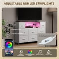 thumbnail image 6 of Eunos White Tv Stands for 65" Tv with 8 Drawers, LED & Power Outlets for Bedroom, Living Room, 6 of 8