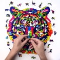 thumbnail image 2 of Woodary Tiger Colored Wooden Jigsaw Puzzle for Adults w/ Gift Box, 121 Pieces, 2 of 7