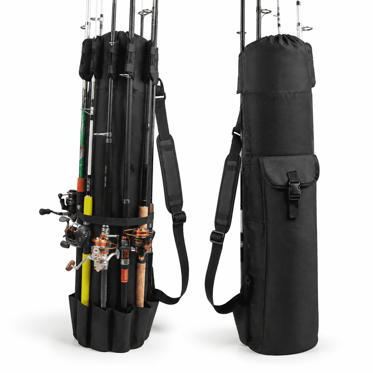 Black Large Capacity Waterproof Fishing Rod & Tackle Travel Carry Case
