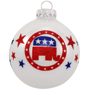 Republican Elephant White Opal Glass Ornament