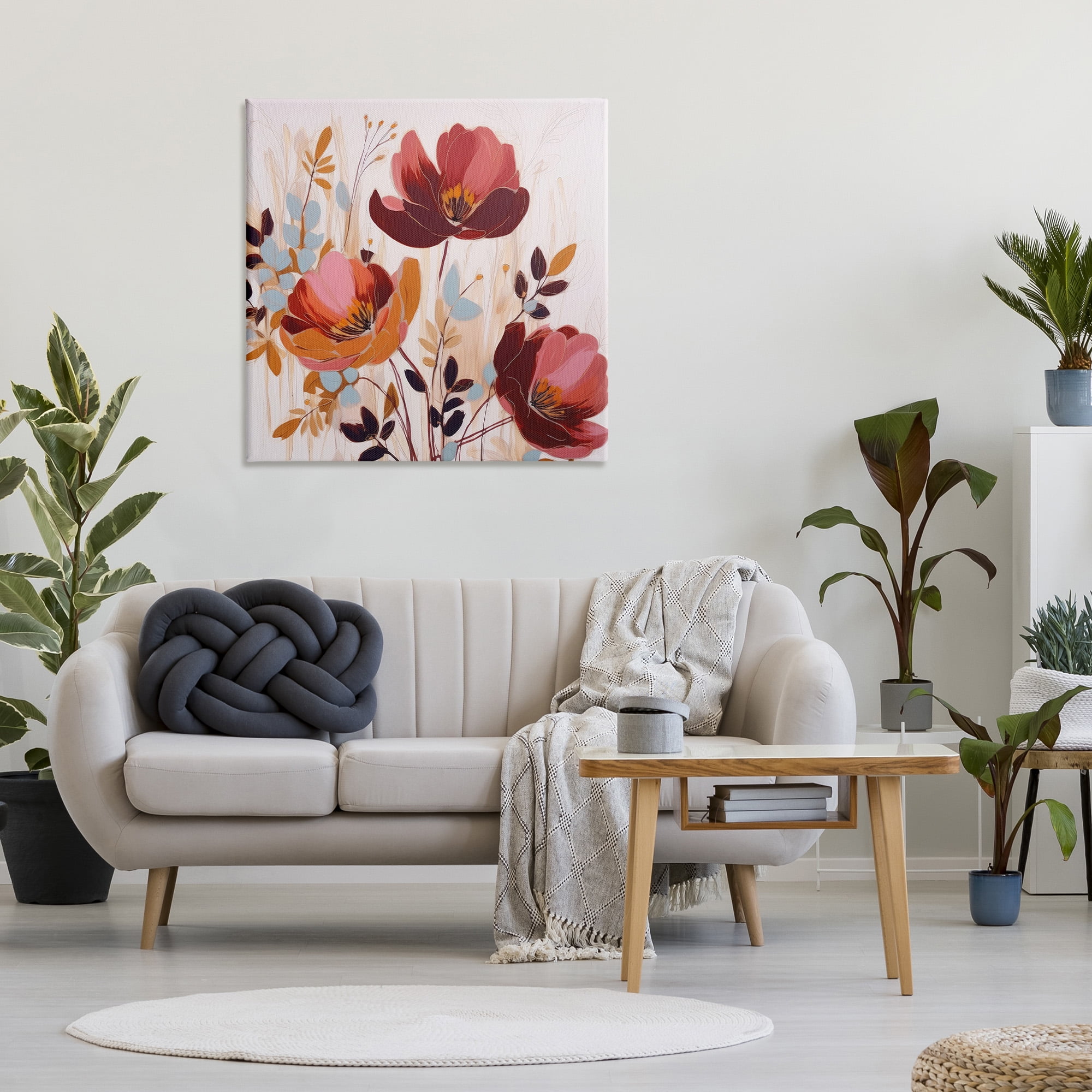 Stupell Industries Red Modern Roses Botanical & Floral Painting Gallery Wrapped Canvas Art Print Wall Art, 36 x 36
