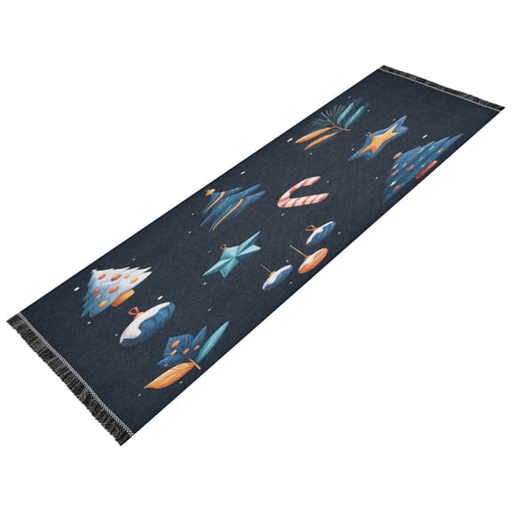 Vintage Modern Runner Rug,Non Slip Machine Washable 72"x23.5" Polyester Material Pet-Friendly Durable,Applicable to Entryway Rug Living Room Rug Christmas and New Year Elements