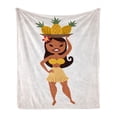 thumbnail image 1 of Hula Girl Soft Flannel Fleece Throw Blanket, Tropical Woman with Pineapples in Traditional Costume Vacation Hipster Style, Cozy Plush for Indoor and Outdoor Use, 50" x 60", Multicolor, by Ambesonne, 1 of 6