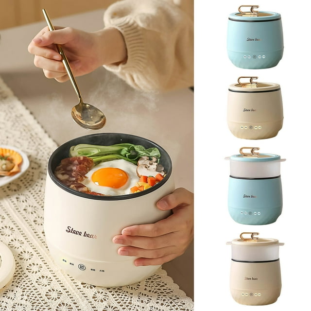 Fufafayo under $5 Electric Cooker, 1.8L Multi-Functional Cooking Pot Appliance, Versatile Kitchen Machine for Rice Soup Steaming, Compact Food Preparation Device for Small Meals