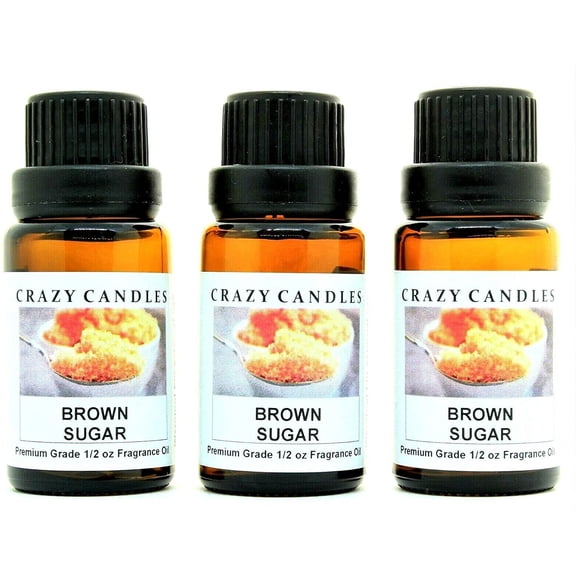 Crazy Candles Brown Sugar 3 Bottles 1/2 fl oz Each (15ml) Premium Grade Scented Fragrance Oil Made in USA
