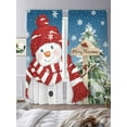 thumbnail image 3 of Christmas Red Snowman Sheer Curtains 84 inches Long, Winter Snowflakes Tree Blue Ombre Light Filtering Sheer Window Curtains Rod Pocket Voile Drapes for Bedroom Living Room, 2 Panels 52"W x 84"L, 3 of 7