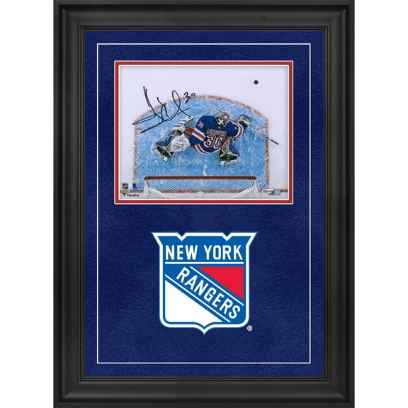 Henrik Lundqvist New York Rangers Deluxe Framed Autographed 8" x 10" Blue Jersey Overhead Photograph - Fanatics Authentic Certified