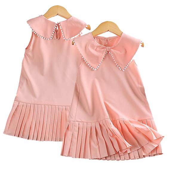 KYAIGUO Kids Toddler Girls Summer Doll Neck Dress A-Line Princess Dresses Ruffle Sleeveless Sundress Skirt for 4-7 Years Old