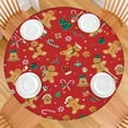 thumbnail image 2 of Red Christmas Gingerbread Man Pattern Round Fitted Tablecloth with Elastic Edge,Dining Table Cover Waterproof,Outdoor Round Tablecloth for Camping,Dining,Indoor and Outdoor, 2 of 7