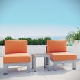 thumbnail image 6 of Modway Shore 3 Piece Outdoor Patio Aluminum Sectional Sofa Set in Silver Orange, 6 of 6