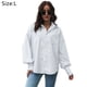 thumbnail image 2 of Camisas con botones para mujer Blusas de oficina de manga larga/corta Tops casuales de negocios Camisa suelta - Blanco, 2 of 5
