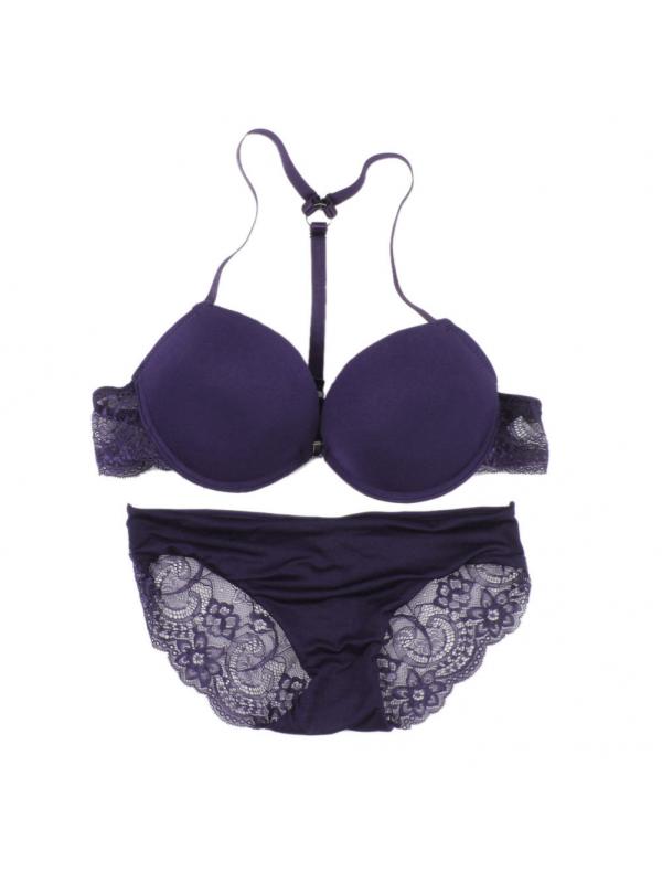 Topumt 2Pcs/Set Women Front Closure Lingerie Underwear Push Up Bra Set Brassiere + Panties Suit