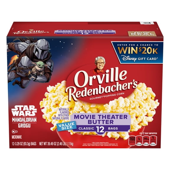 Orville Redenbacher’s Microwave Popcorn Value Size, Movie Theater Butter Flavor, 3.29 oz., 12-Count